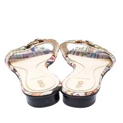 Pre Owned Fendi Multicolor Canvas Flat Slide Sandals Size 41 