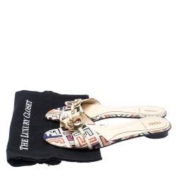 Pre Owned Fendi Multicolor Canvas Flat Slide Sandals Size 41 