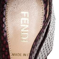 Fendi Brown/Burgundy Python Strappy Peep Toe Platform Sandals Size 36.5