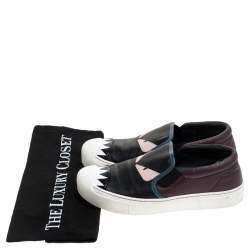 Pre Owned Fendi Multicolor Leather Monster Slip On Sneakers Size 36.5