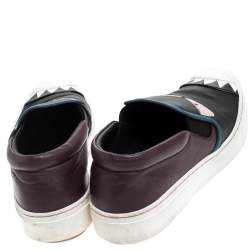 Pre Owned Fendi Multicolor Leather Monster Slip On Sneakers Size 36.5