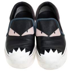 Pre Owned Fendi Multicolor Leather Monster Slip On Sneakers Size 36.5