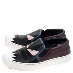 Pre Owned Fendi Multicolor Leather Monster Slip On Sneakers Size 36.5