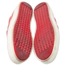 Pre Owned Fendi Red Leather Bag Bugs Slip On Sneakers Size 37