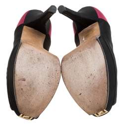 Pre Owned Fendi Tricolor Canvas Fendista Peep Toe Platform Pumps Size 40.5