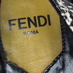 Fendi Multicolor Python Embossed Leather T-Strap Platform Sandals Size 37.5
