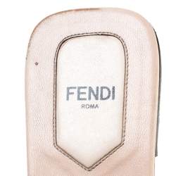 Pre Owned Fendi Black Patent  Leather Flower Stud Slides Size 37