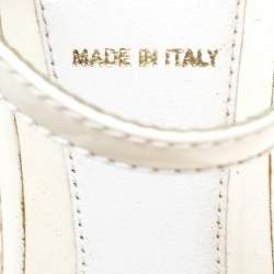 Pre Owned Fendi White Patent Leather Wedges Espadrille Ankle Strap Platform Sandals Size 38