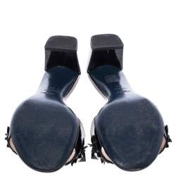 Pre Owned Fendi Black Flower Embellished Patent Leather Open Toe Sandals Size 40