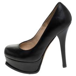 Pre Owned Fendi Black Leather Fendista Platform Pumps Size 35