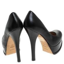 Pre Owned Fendi Black Leather Fendista Platform Pumps Size 35