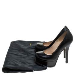 Pre Owned Fendi Black Leather Fendista Platform Pumps Size 35