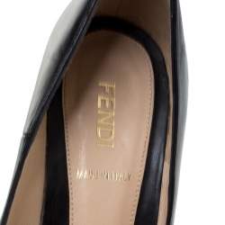 Pre Owned Fendi Black Leather Fendista Platform Pumps Size 35