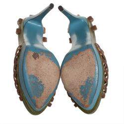 Pre Owned Fendi Brown Leather T Strap Platform Sandals Size 38