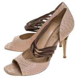 Pre Owned Fendi Beige Python Open Toe Sandals Size 41