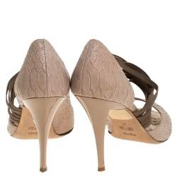 Pre Owned Fendi Beige Python Open Toe Sandals Size 41