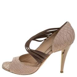 Pre Owned Fendi Beige Python Open Toe Sandals Size 41