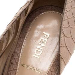 Pre Owned Fendi Beige Python Open Toe Sandals Size 41