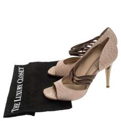 Pre Owned Fendi Beige Python Open Toe Sandals Size 41