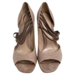 Pre Owned Fendi Beige Python Open Toe Sandals Size 41