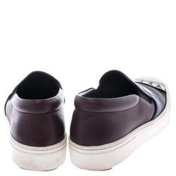 Pre Owned Fendi Multicolor Leather Monster Slip On Sneakers Size 35