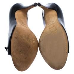 Pre Owned Fendi Black Patent Leather Bow Peep Toe Pumps Size 36