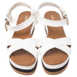 Pre Owned Fendi White PVC Hydra Platform Sandals Size 39