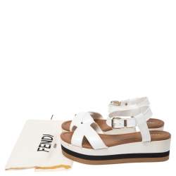 Pre Owned Fendi White PVC Hydra Platform Sandals Size 39