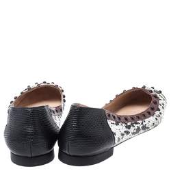 Pre Owned Fendi Multicolor Embossed Python And Lizard, Patent Leather Trim And Cap Toe Monster Ballet Flats Size 37