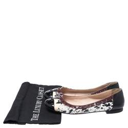 Pre Owned Fendi Multicolor Embossed Python And Lizard, Patent Leather Trim And Cap Toe Monster Ballet Flats Size 37