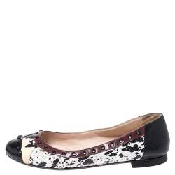 Pre Owned Fendi Multicolor Embossed Python And Lizard, Patent Leather Trim And Cap Toe Monster Ballet Flats Size 37