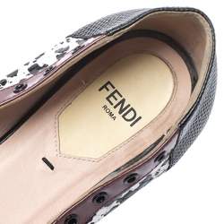Pre Owned Fendi Multicolor Embossed Python And Lizard, Patent Leather Trim And Cap Toe Monster Ballet Flats Size 37