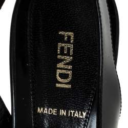 Pre Owned Fendi Black Patent Fendista Slingback Platform Sandals Size 37.5