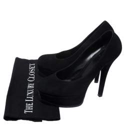 Pre Owned Fendi Black Suede Fendista Platform Pumps Size 40