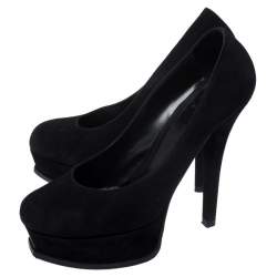 Pre Owned Fendi Black Suede Fendista Platform Pumps Size 40