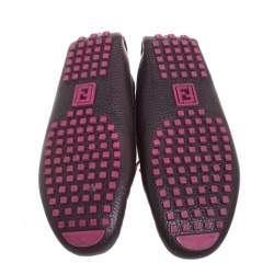 Pre Owned Fendi Burgundy Leather FF Logo Loafers Size 38.5