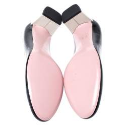 Pre Owned Fendi Monochrome Patent Leather Block Heel Pumps Size 40