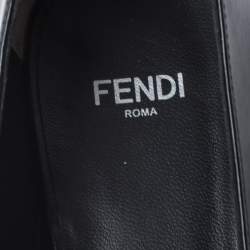 Pre Owned Fendi Monochrome Patent Leather Block Heel Pumps Size 40