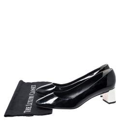 Pre Owned Fendi Monochrome Patent Leather Block Heel Pumps Size 40