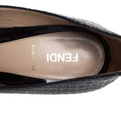 Pre Owned Fendi Black Raffia Bow Pointed Toe Pumps Size 40