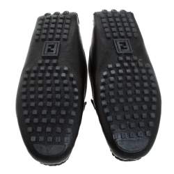 Pre Owned Fendi Black Saffiano Leather Logo Loafers Size 36