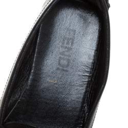 Pre Owned Fendi Black Saffiano Leather Logo Loafers Size 36