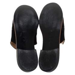 Pre Owned Fendi Black Suede And Python Cut Out Flat Slides Size 40