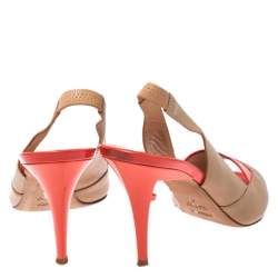 Pre Owned Fendi Two Tone Leather And Patent Leather Slingback Sandals Size 40