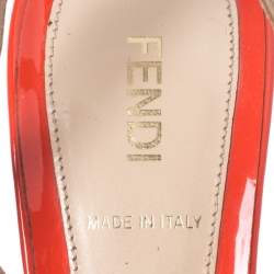 Pre Owned Fendi Two Tone Leather And Patent Leather Slingback Sandals Size 40