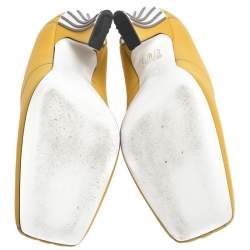 Pre Owned Fendi Yellow/Grey Neoprene And Rubber Square Toe Ffreedom Pumps Size 37