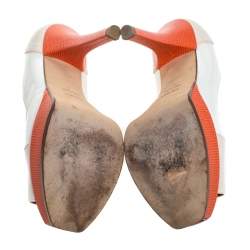 Pre Owned Fendi Multicolor Embossed Lizard Leather Fendista Peep Toe Platform Pumps Size 38