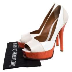 Pre Owned Fendi Multicolor Embossed Lizard Leather Fendista Peep Toe Platform Pumps Size 38