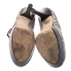 Pre Owned Fendi Multicolor Python T-Strap Platform Sandals Size 37.5