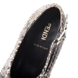 Pre Owned Fendi Multicolor Python T-Strap Platform Sandals Size 37.5